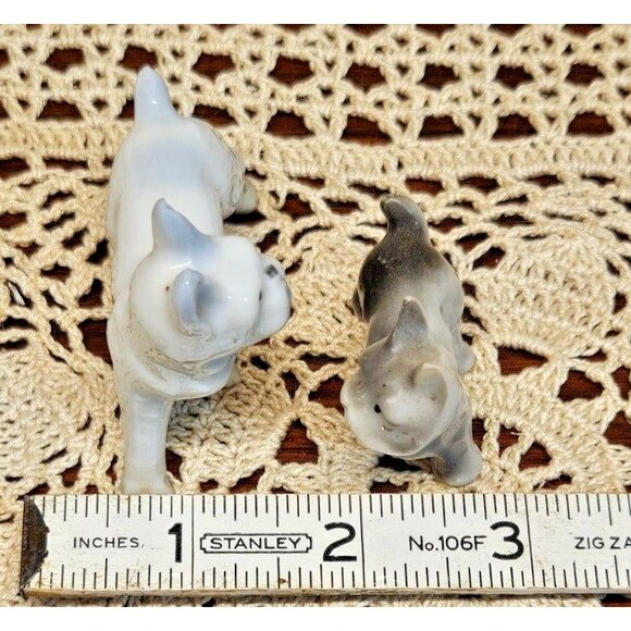 Pair of Vintage Porcelain French Bulldog Dog Figurines 2 Sizes Japan - Picture 10 of 10